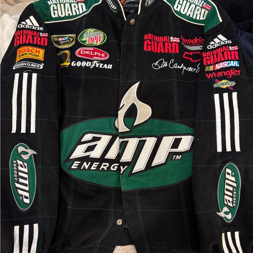 Adidas Black and Green Amp Energy Bomber Jacket
